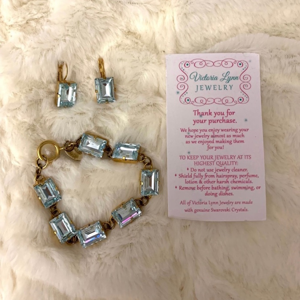 Victoria Lynn Baby Blue Swarovski Bracelet and Earrings